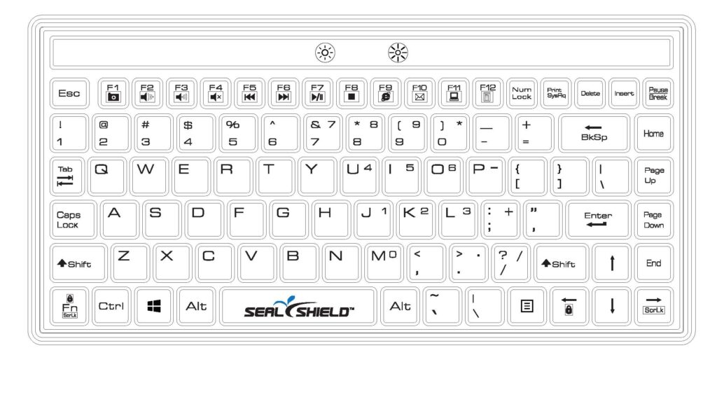 Seal Silk Mini Glow™ Waterproof Silicone Keyboard - Backlit